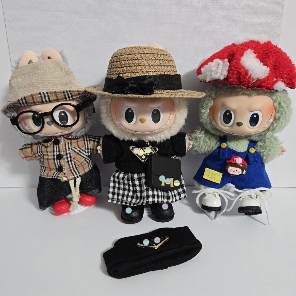 14pcs - 3 complete Labubu Fashion Outfits & Clothes & Shoes - Dolls not included